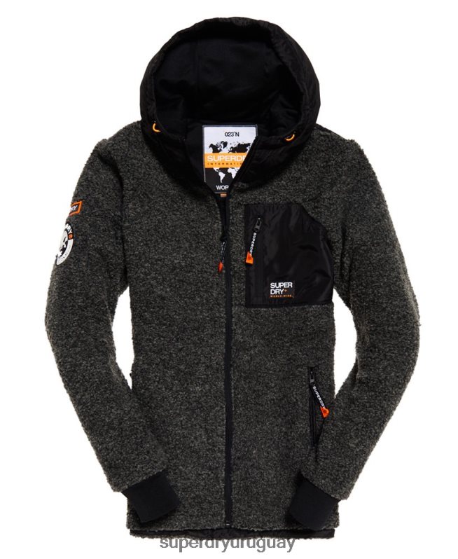uy Superdry hombres sudadera con cremallera y sherpa de montaña gris oscuro DT2N8Z5219 ropa