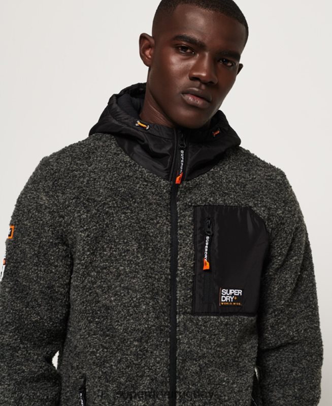 uy Superdry hombres sudadera con cremallera y sherpa de montaña gris oscuro DT2N8Z5219 ropa