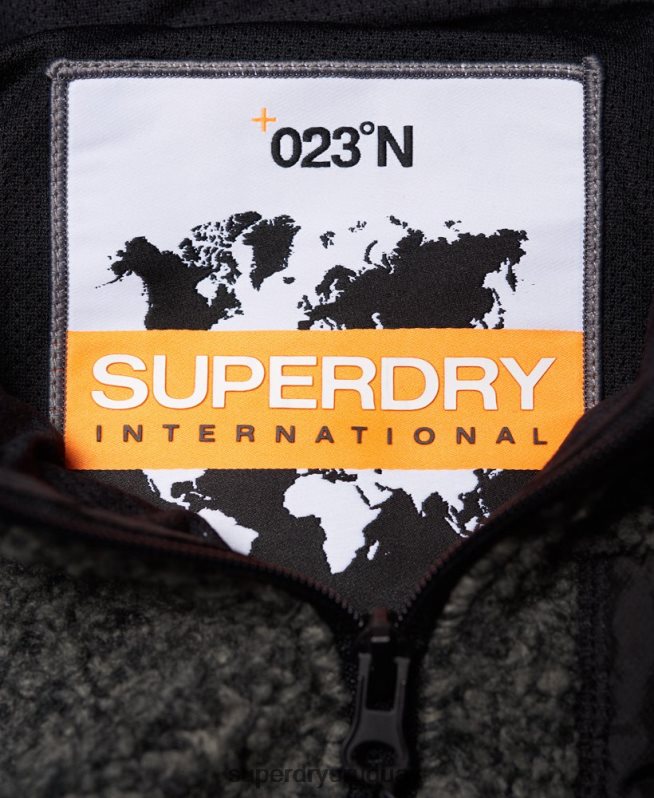 uy Superdry hombres sudadera con cremallera y sherpa de montaña gris oscuro DT2N8Z5219 ropa