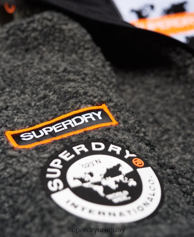 uy Superdry hombres sudadera con cremallera y sherpa de montaña gris oscuro DT2N8Z5219 ropa