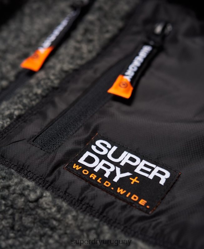 uy Superdry hombres sudadera con cremallera y sherpa de montaña gris oscuro DT2N8Z5219 ropa