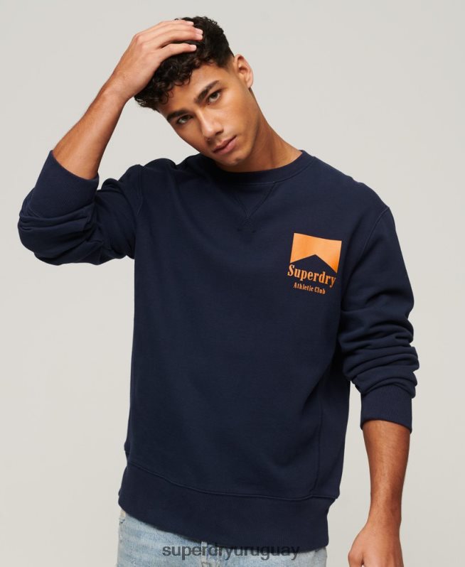 uy Superdry hombres sudadera con cuello redondo Code Athletic Club Armada DT2N8Z530 ropa