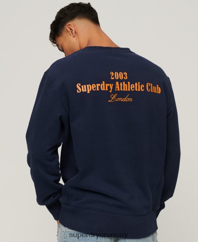 uy Superdry hombres sudadera con cuello redondo Code Athletic Club Armada DT2N8Z530 ropa