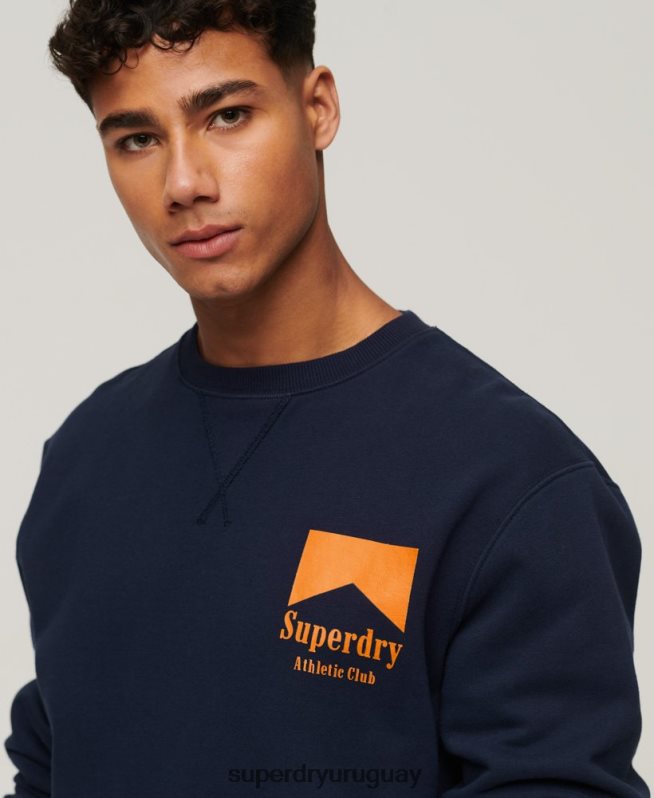 uy Superdry hombres sudadera con cuello redondo Code Athletic Club Armada DT2N8Z530 ropa