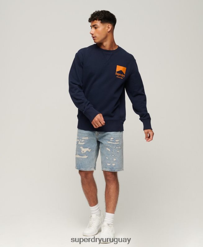 uy Superdry hombres sudadera con cuello redondo Code Athletic Club Armada DT2N8Z530 ropa