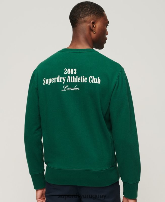 uy Superdry hombres sudadera con cuello redondo Code Athletic Club verde DT2N8Z529 ropa