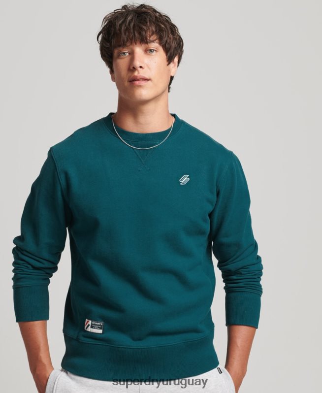 uy Superdry hombres sudadera con cuello redondo Code Essential de algodón orgánico azul DT2N8Z5172 ropa