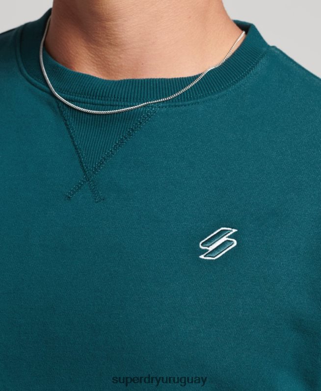 uy Superdry hombres sudadera con cuello redondo Code Essential de algodón orgánico azul DT2N8Z5172 ropa