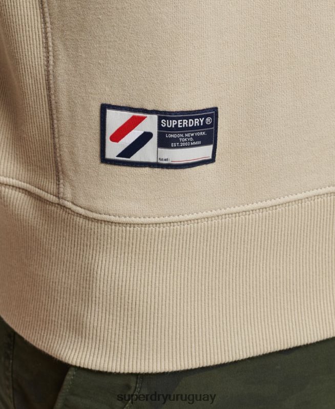 uy Superdry hombres sudadera con cuello redondo Code Essential de algodón orgánico beige DT2N8Z5123 ropa