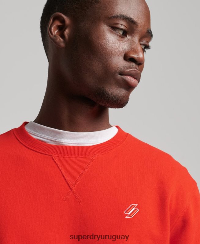 uy Superdry hombres sudadera con cuello redondo Code Essential de algodón orgánico rojo DT2N8Z5049 ropa
