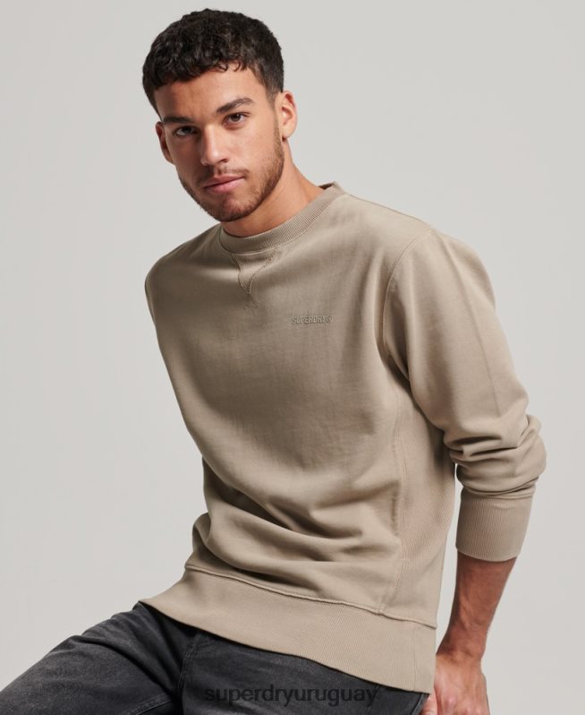 uy Superdry hombres sudadera con cuello redondo Code Essential sobreteñida gris oscuro DT2N8Z608 ropa