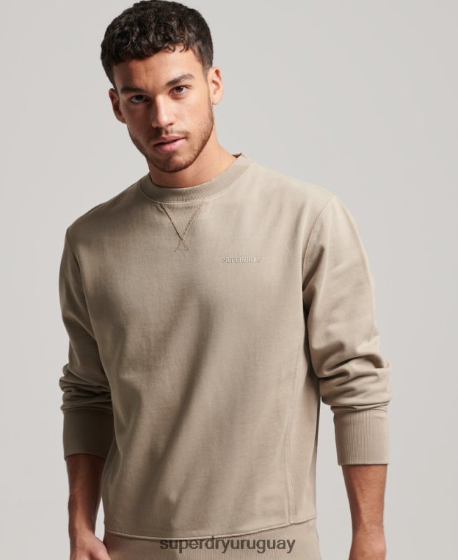 uy Superdry hombres sudadera con cuello redondo Code Essential sobreteñida gris oscuro DT2N8Z608 ropa