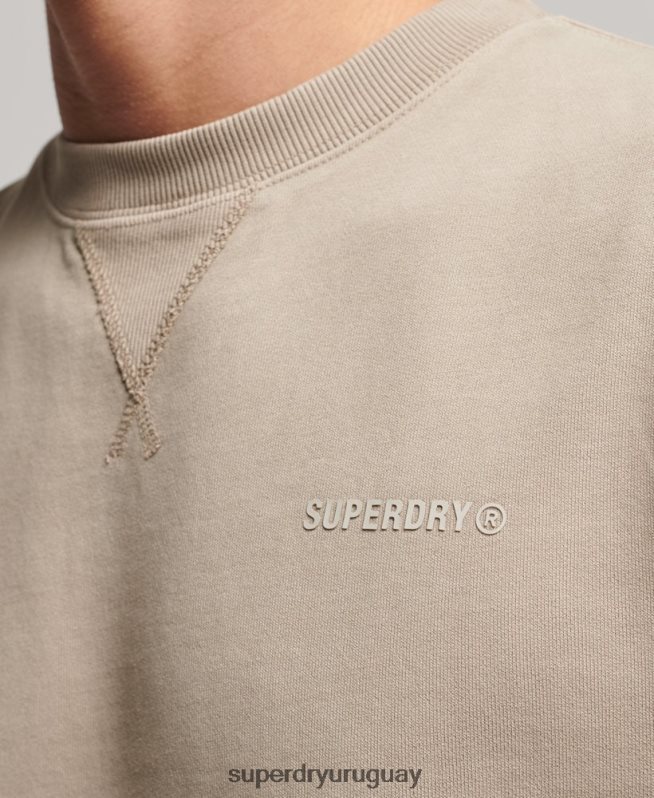 uy Superdry hombres sudadera con cuello redondo Code Essential sobreteñida gris oscuro DT2N8Z608 ropa