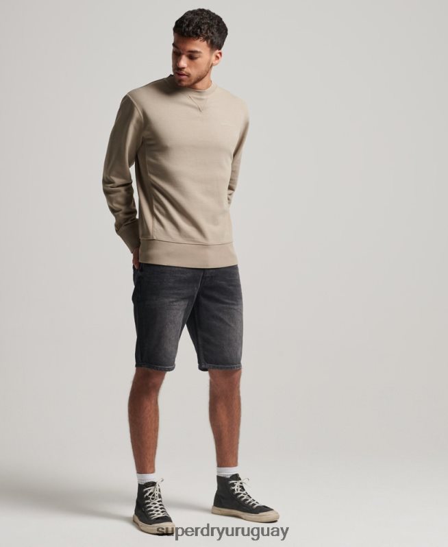 uy Superdry hombres sudadera con cuello redondo Code Essential sobreteñida gris oscuro DT2N8Z608 ropa