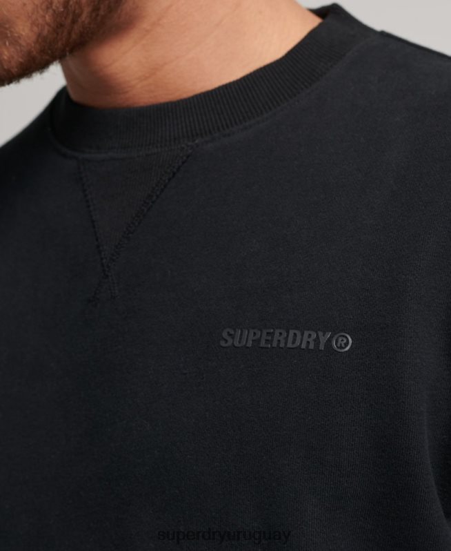 uy Superdry hombres sudadera con cuello redondo Code Essential sobreteñida negro DT2N8Z593 ropa