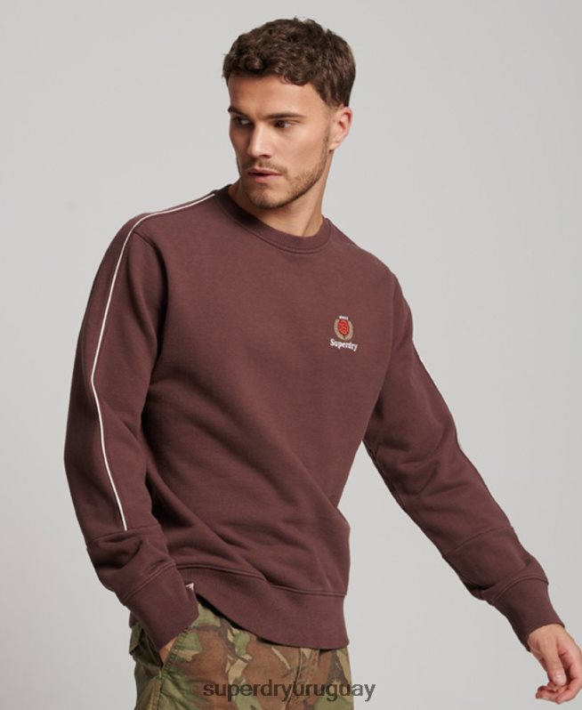 uy Superdry hombres sudadera con cuello redondo Code Heritage marrón DT2N8Z117 ropa