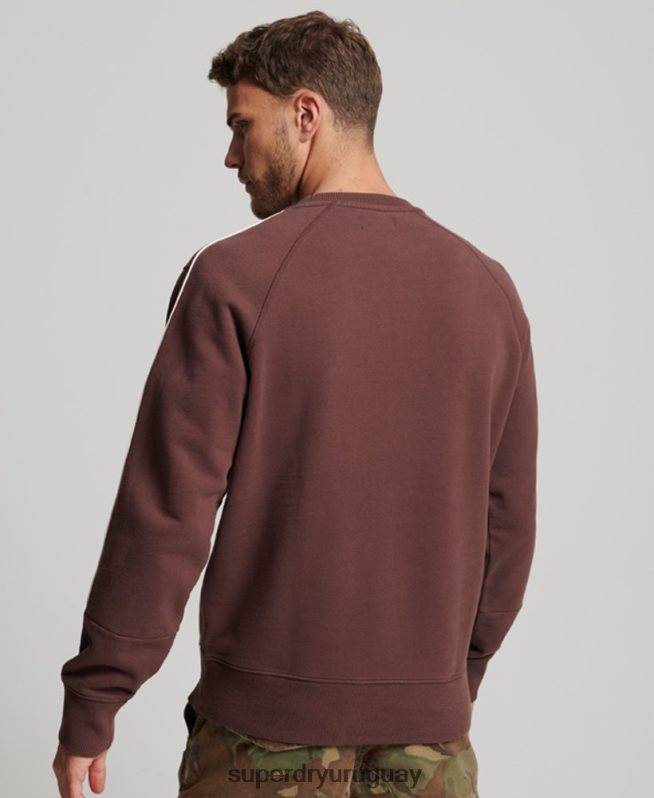uy Superdry hombres sudadera con cuello redondo Code Heritage marrón DT2N8Z117 ropa
