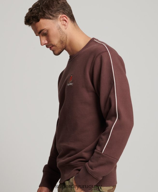 uy Superdry hombres sudadera con cuello redondo Code Heritage marrón DT2N8Z117 ropa