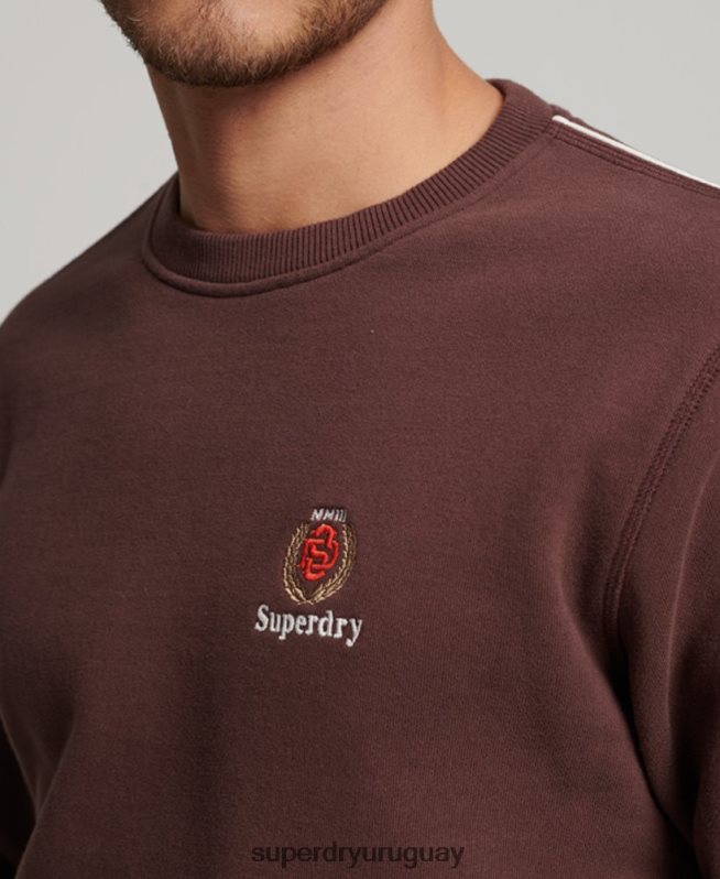 uy Superdry hombres sudadera con cuello redondo Code Heritage marrón DT2N8Z117 ropa