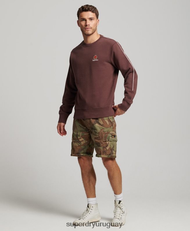 uy Superdry hombres sudadera con cuello redondo Code Heritage marrón DT2N8Z117 ropa