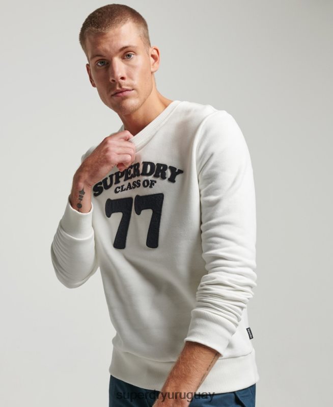 uy Superdry hombres sudadera con cuello redondo clásico cooper vintage crema DT2N8Z724 ropa