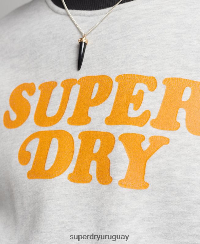 uy Superdry hombres sudadera con cuello redondo clásico cooper vintage gris claro DT2N8Z5027 ropa
