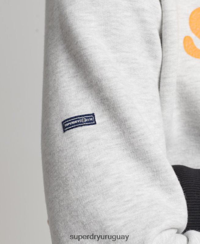uy Superdry hombres sudadera con cuello redondo clásico cooper vintage gris claro DT2N8Z5027 ropa