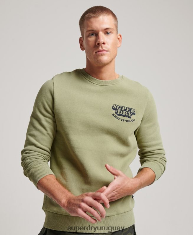 uy Superdry hombres sudadera con cuello redondo clásico cooper vintage verde DT2N8Z736 ropa