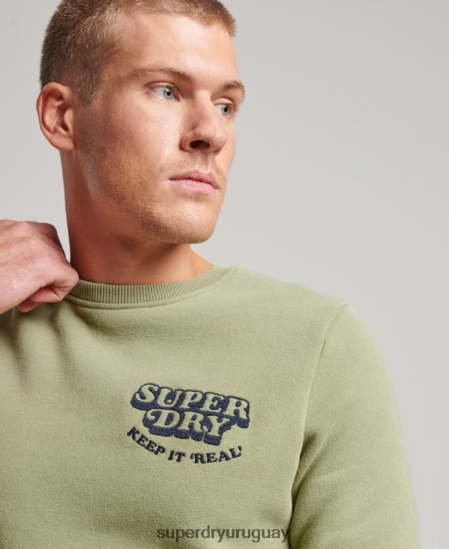 uy Superdry hombres sudadera con cuello redondo clásico cooper vintage verde DT2N8Z736 ropa