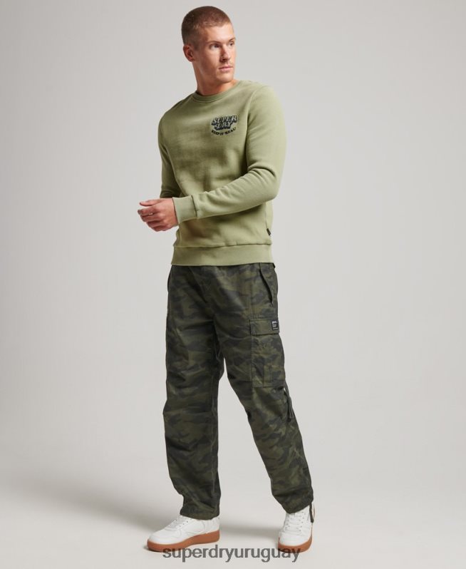 uy Superdry hombres sudadera con cuello redondo clásico cooper vintage verde DT2N8Z736 ropa