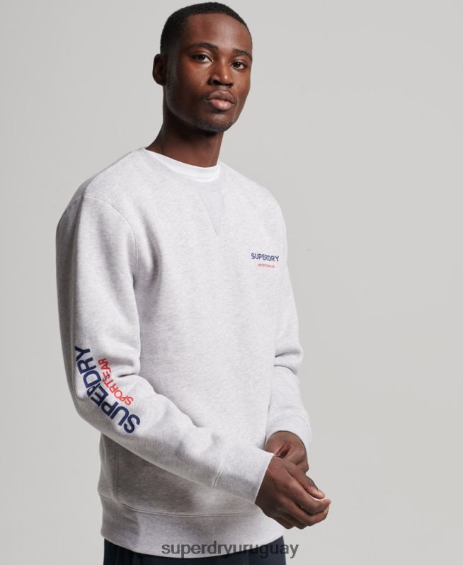 uy Superdry hombres sudadera con cuello redondo code sportswear gris DT2N8Z513 ropa