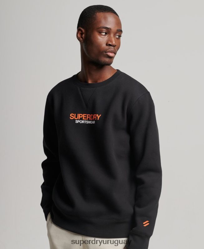 uy Superdry hombres sudadera con cuello redondo code sportswear negro DT2N8Z630 ropa