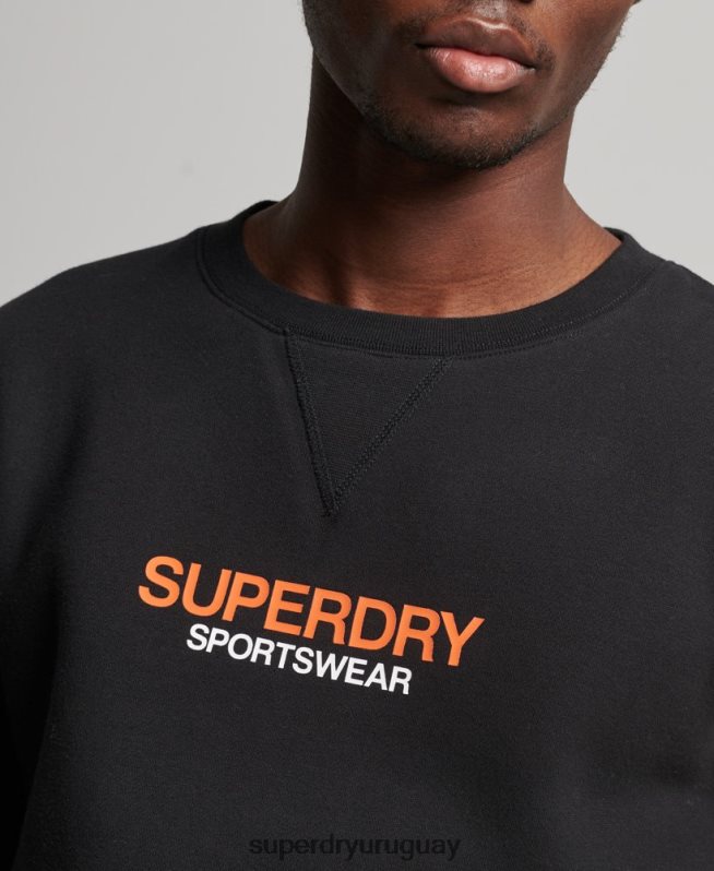 uy Superdry hombres sudadera con cuello redondo code sportswear negro DT2N8Z630 ropa