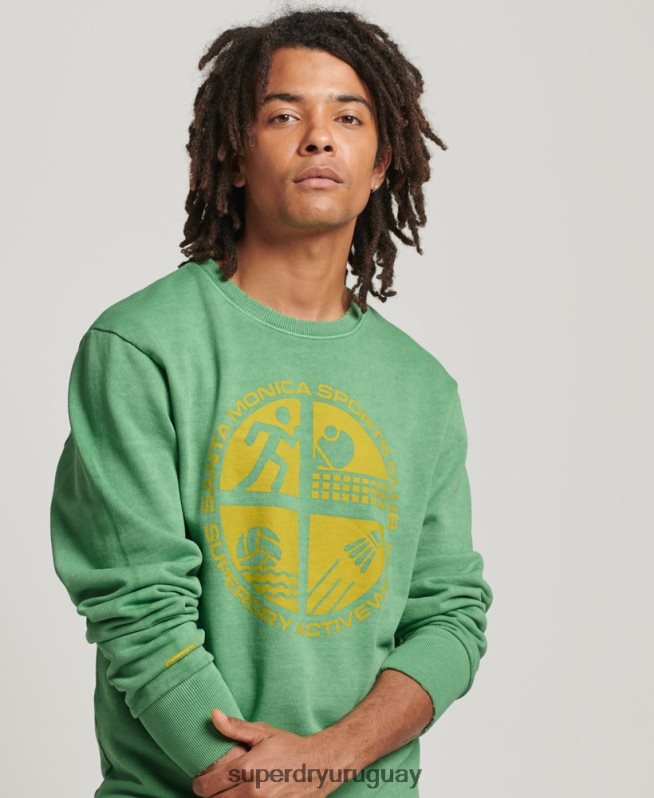 uy Superdry hombres sudadera con cuello redondo del club atlético verde DT2N8Z634 ropa