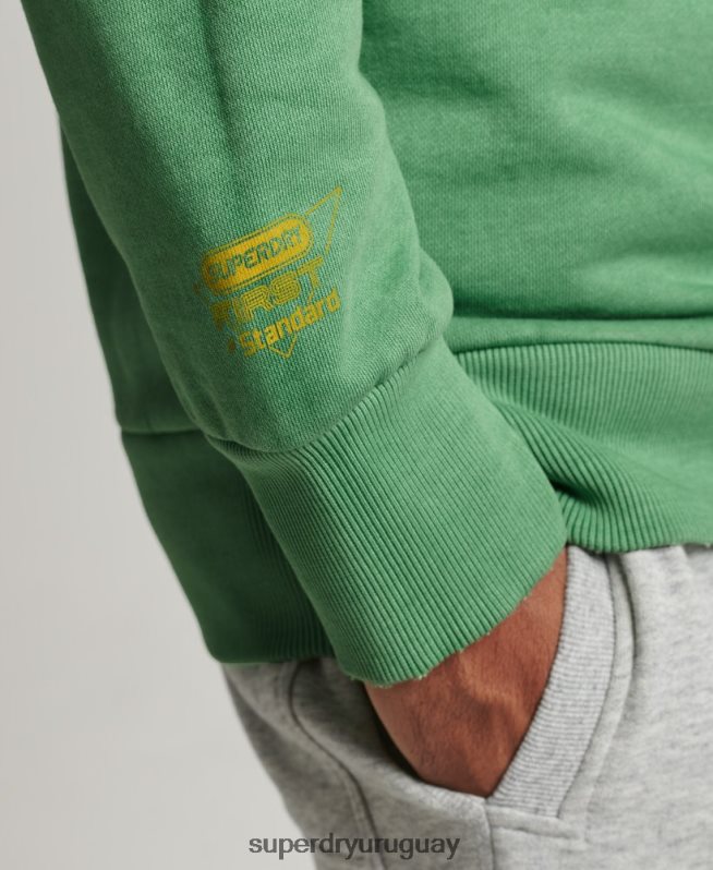 uy Superdry hombres sudadera con cuello redondo del club atlético verde DT2N8Z634 ropa