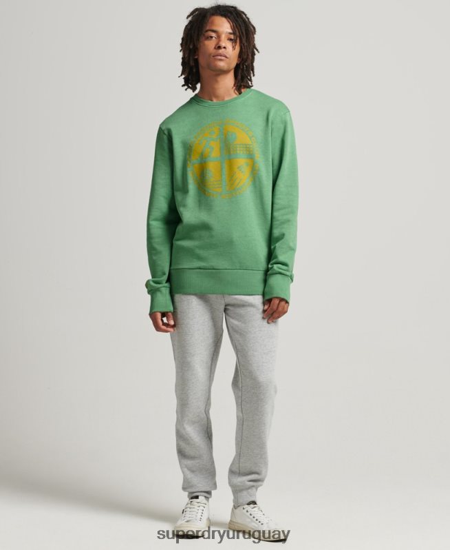 uy Superdry hombres sudadera con cuello redondo del club atlético verde DT2N8Z634 ropa