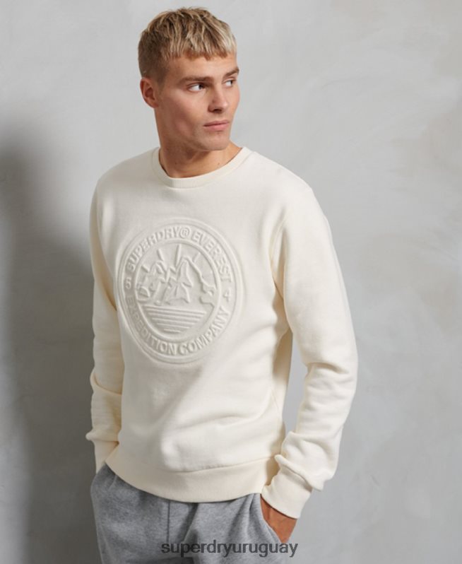 uy Superdry hombres sudadera con cuello redondo everest crema DT2N8Z899 ropa