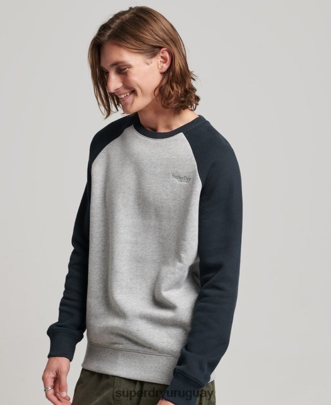 uy Superdry hombres sudadera con cuello redondo gris DT2N8Z555 ropa