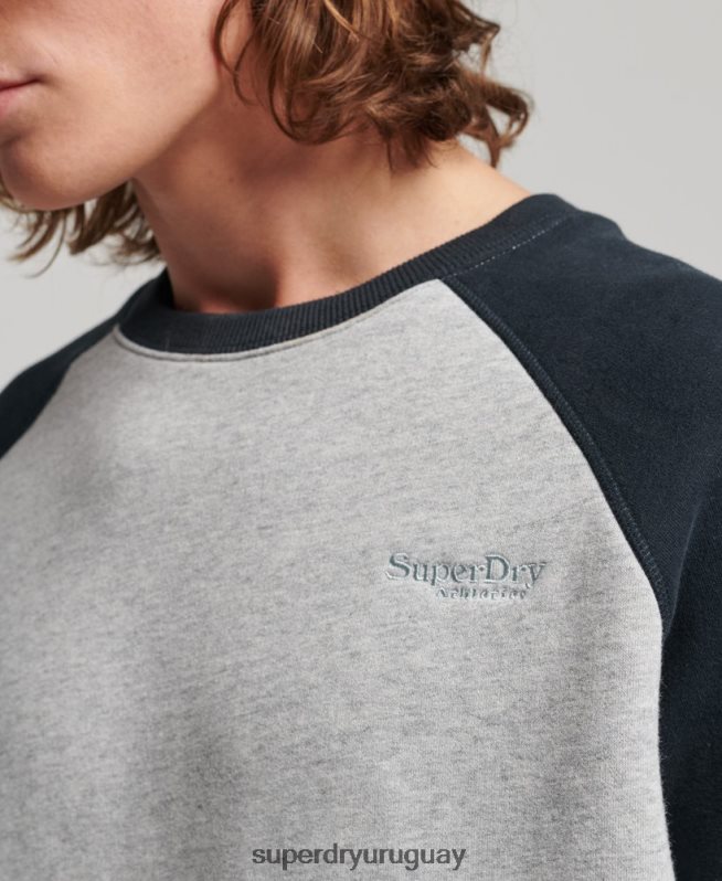 uy Superdry hombres sudadera con cuello redondo gris DT2N8Z555 ropa