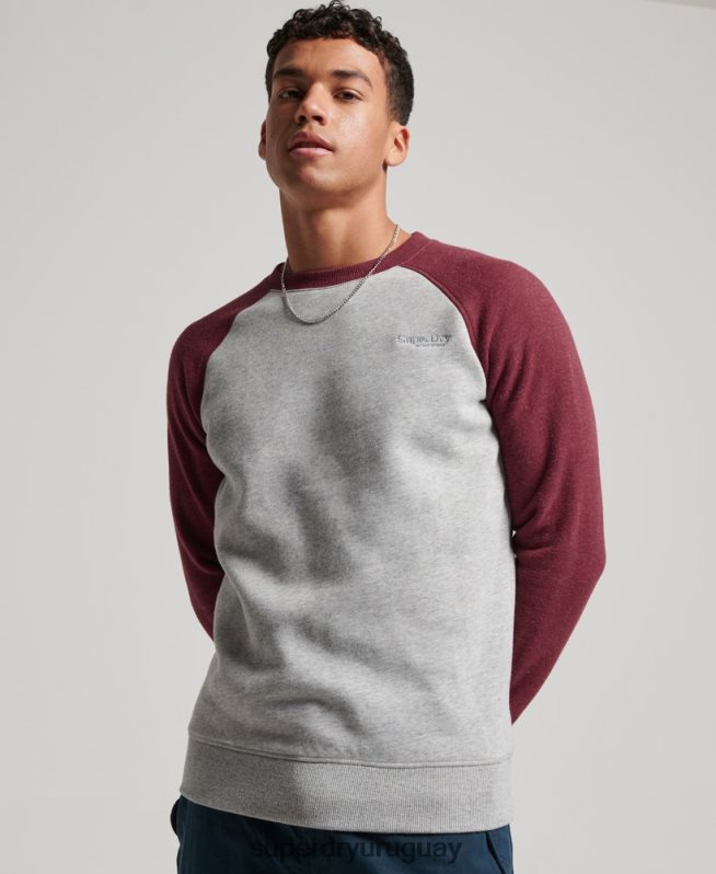 uy Superdry hombres sudadera con cuello redondo gris claro DT2N8Z699 ropa
