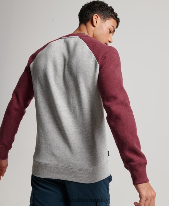 uy Superdry hombres sudadera con cuello redondo gris claro DT2N8Z699 ropa