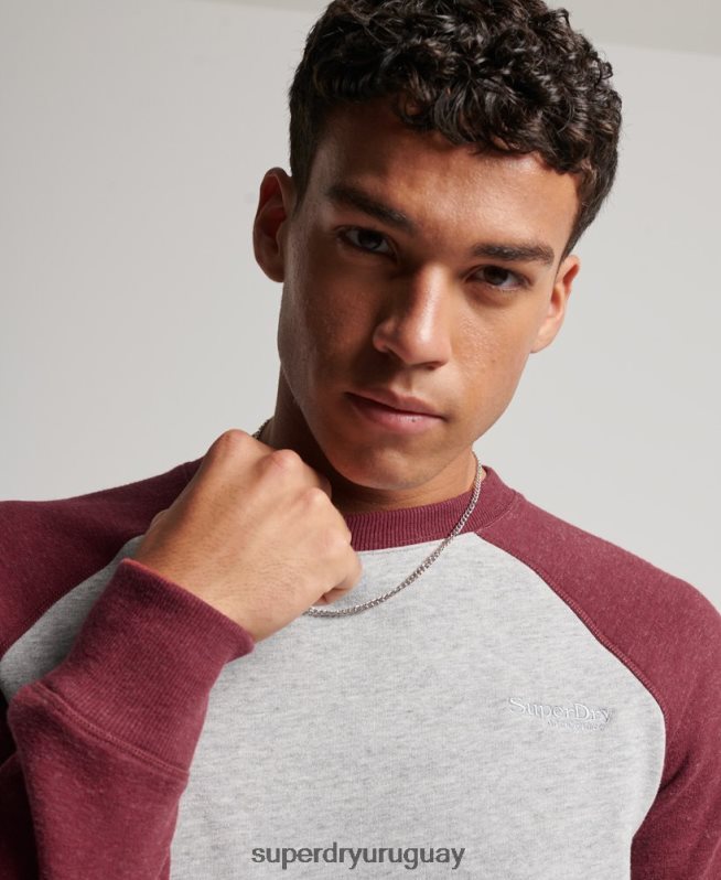 uy Superdry hombres sudadera con cuello redondo gris claro DT2N8Z699 ropa