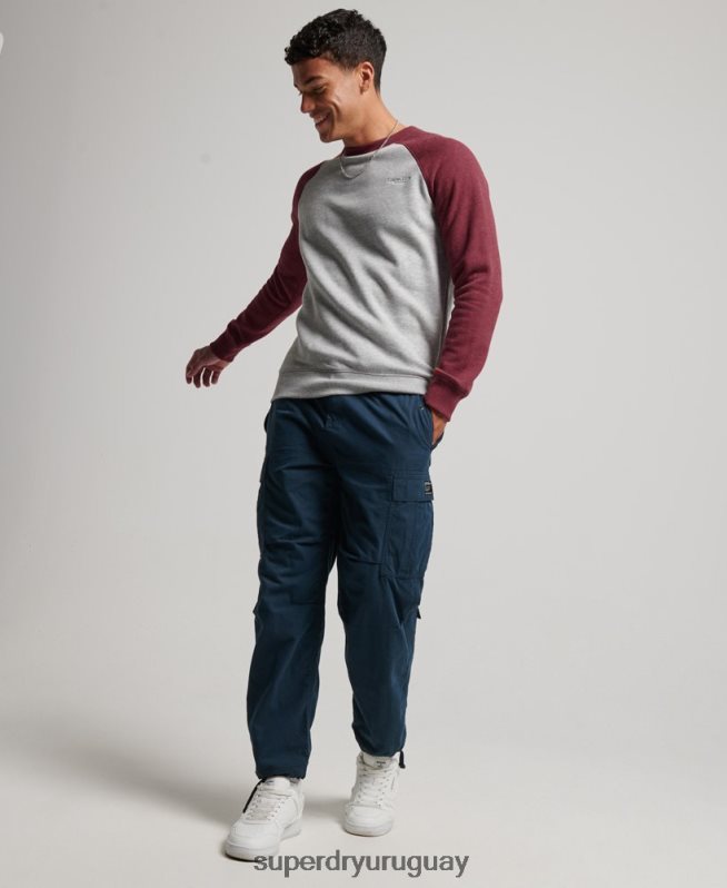 uy Superdry hombres sudadera con cuello redondo gris claro DT2N8Z699 ropa