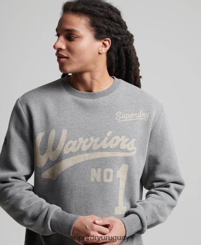 uy Superdry hombres sudadera con cuello redondo gris oscuro DT2N8Z782 ropa