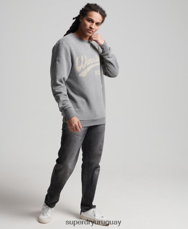 uy Superdry hombres sudadera con cuello redondo gris oscuro DT2N8Z782 ropa