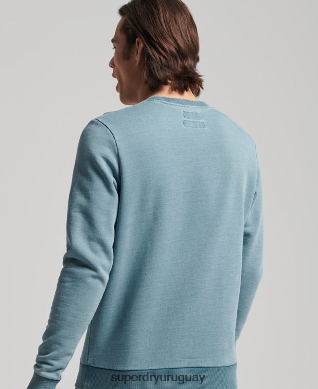 uy Superdry hombres sudadera con cuello redondo índigo estilo script vintage azul claro DT2N8Z5018 ropa
