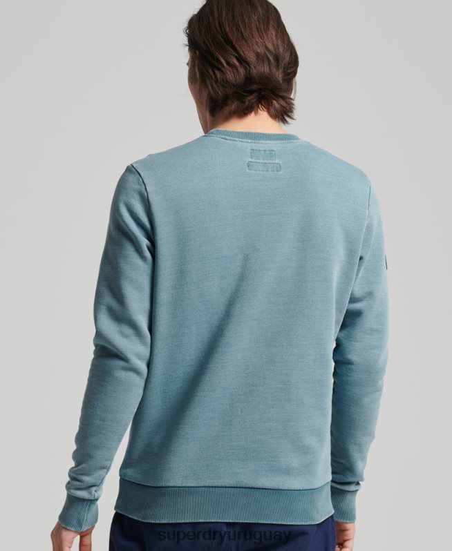 uy Superdry hombres sudadera con cuello redondo índigo estilo script vintage azul claro DT2N8Z5018 ropa