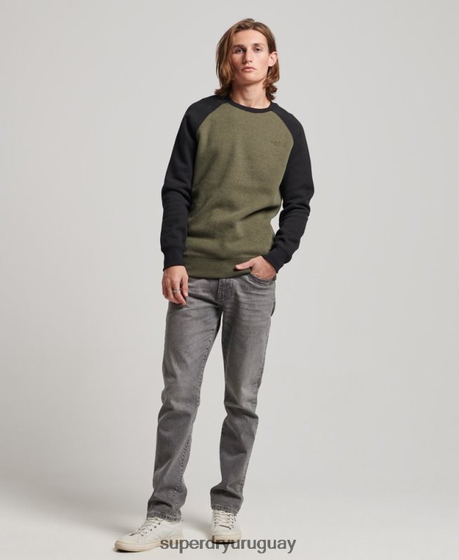 uy Superdry hombres sudadera con cuello redondo verde DT2N8Z506 ropa