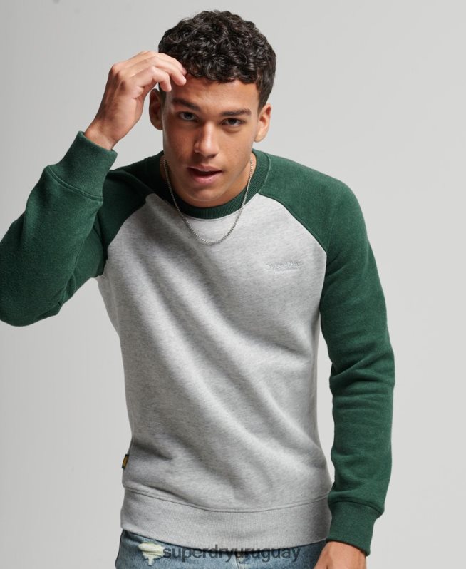 uy Superdry hombres sudadera con cuello redondo verde DT2N8Z788 ropa