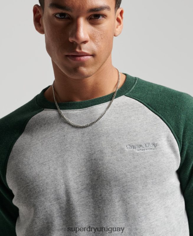 uy Superdry hombres sudadera con cuello redondo verde DT2N8Z788 ropa
